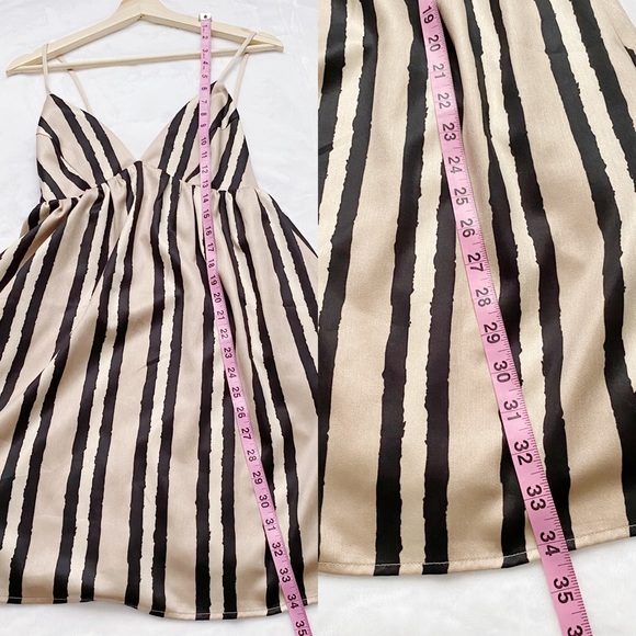 Silky Tan & Black Stripe Sundress - Picture 4 of 10